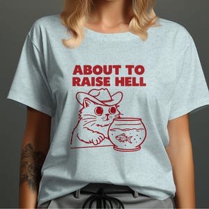 Cowboy Katze Retro T Shirt Schelmische Kätzchen Lustig Tier T-Shirt Niedliche Katze Geschenk über die Hölle Spitze zu erhöhen