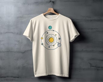 Celestial Solar System Graphic Tee, Unisex Astronomy Shirt