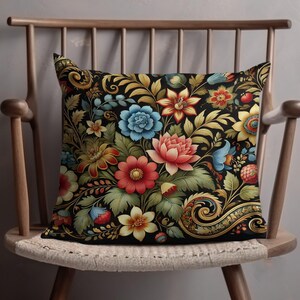 Decoratieve kussensloop met bloemen, elegante bloemenkussenhoes, levendig sierkussen voor bank, woondecoratie, woonkameraccent, cadeau voor thuis