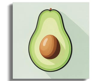 Minimalist Avocado Art Print, Modern Kitchen Decor (12x18)