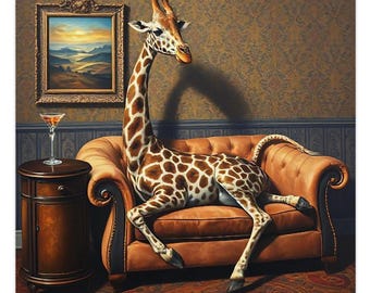 Stampa artistica giraffa / Giraffa divertente con occhiali da sole Stampa artistica giraffa / Giraffa divertente con occhiali da sole