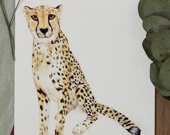Aquarell Gepard Druck - Wildtier Wand Kunst, Gepard Gemälde, A5 A4 Drucke