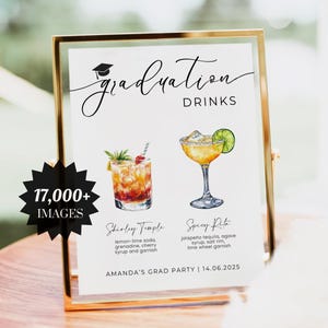 Grad Signature Drink Sign, Graduation Bar Menu, Graduation Cocktail Drink Sign, Grad Bar Menu, Grad Cocktail Menu, Signature Cocktail Sign