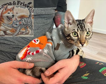 Niedlicher Winterpullover für Katzen, Kätzchen, Hunde und Welpen - Reh / Rudolf Pullover für Haustiere