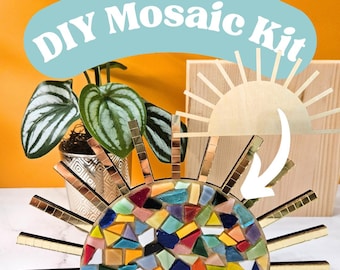 DIY Mosaic Kit Beginner Sunshine DIY Kit Make Your Own Custom Artwork with Glass Tiles and Instructions Fun Craft Gift Friend Adult Artist