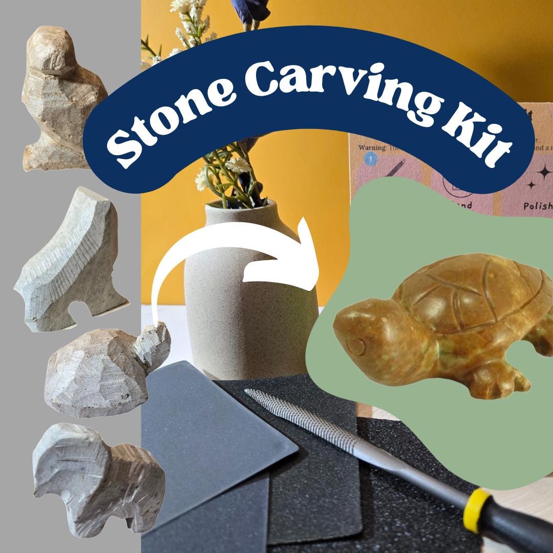 Stone Carving Kit DIY Whittling Kit Soapstone Carving Starter Animal ...