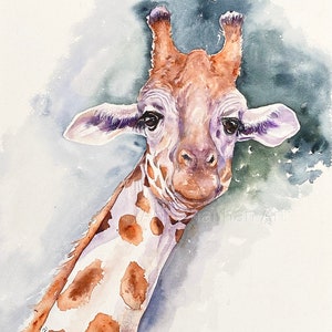 Giraffe Original Watercolor Painting Wall Art Wall Decor