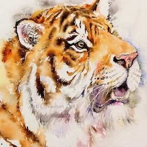 Tiger Art Watercolor Original Painting Animal art Big Cats