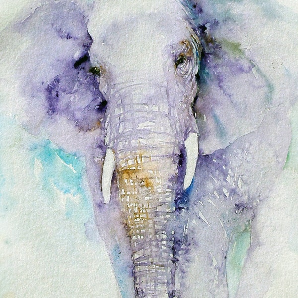 Elephant Art Original Watercolor Painting Wall Decor