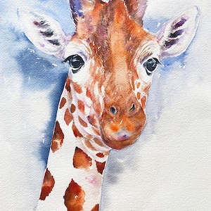Giraffe Original Watercolor Painting Nursery Art