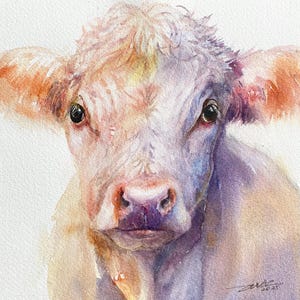 Cow Painting Original Watercolour Farm Animals