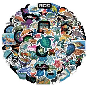 100 PCS Sea Turtle Stickers, Vinyl Waterproof Stickers for Laptop, Bicycle, Luggage, Phone, Skateboard, Hydro Flask, Water Bottles