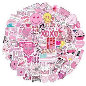 102pcs Pink Aesthetic Girly Stickers, Cute Coquette Stickers for Planner, Laptop, Phone Case, Kindle, Scrapbook, Y2K Stickers, Retro Sticker