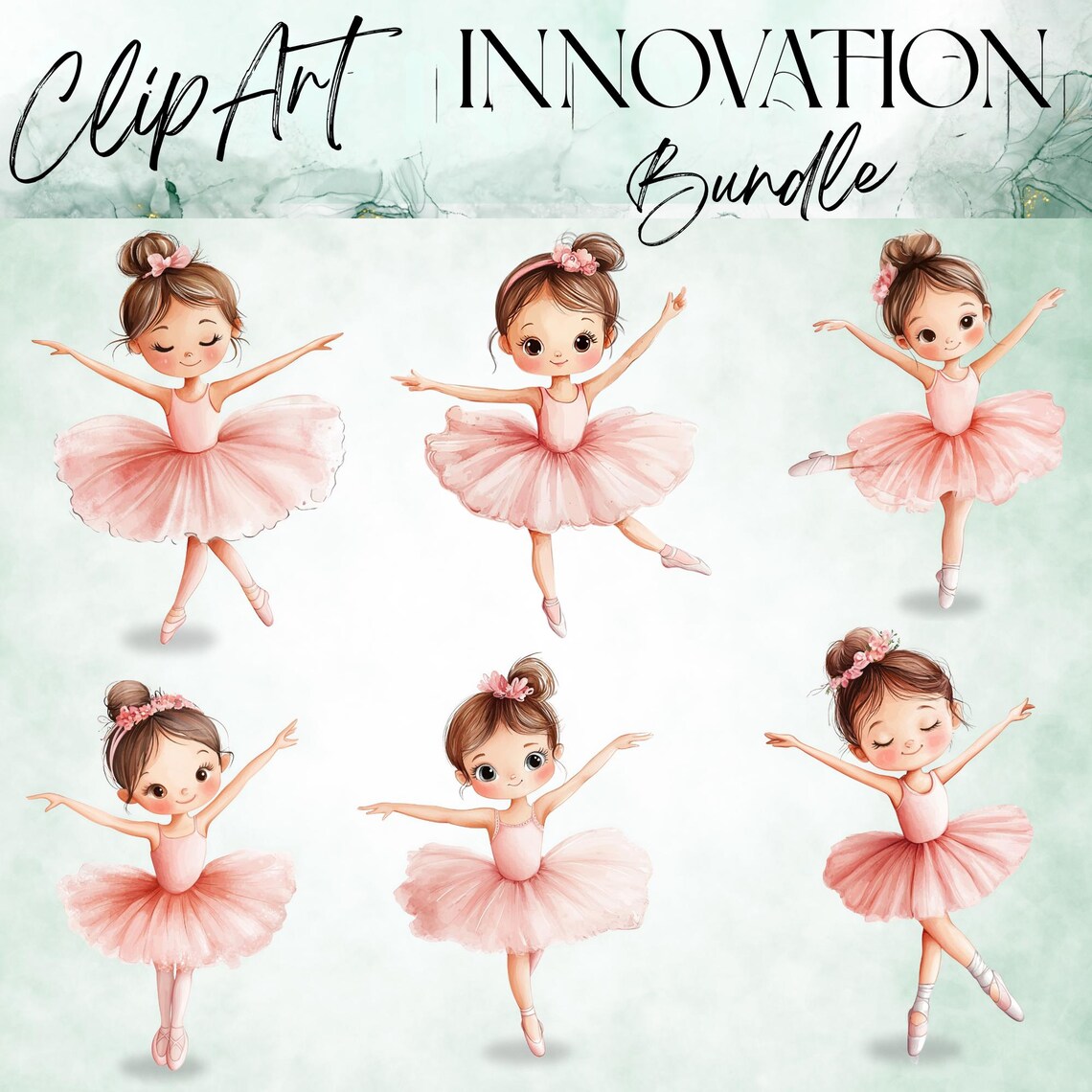 Cute Ballerina Clipart – Dancing Girl PNG Bundle – Ballet Dancer ...