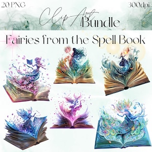 Fairies from the Spell Book Bundle Clip Art, Junk Journals Digital Papers Scrapbooking Collage Projects Card Making Paper Craft Sublimation