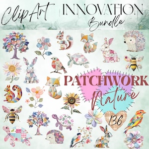 Patchwork Nature Clip Art Bundle, Junk Journals Digital Papers Scrapbooking Collage Projects Card Making Paper Craft Sublimation Shabby Chic