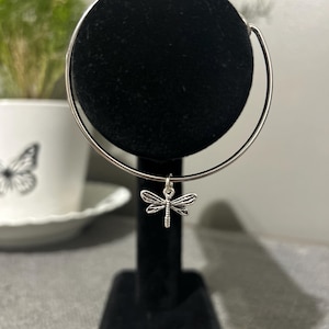 Dragonfly Charm Bangle Bracelet