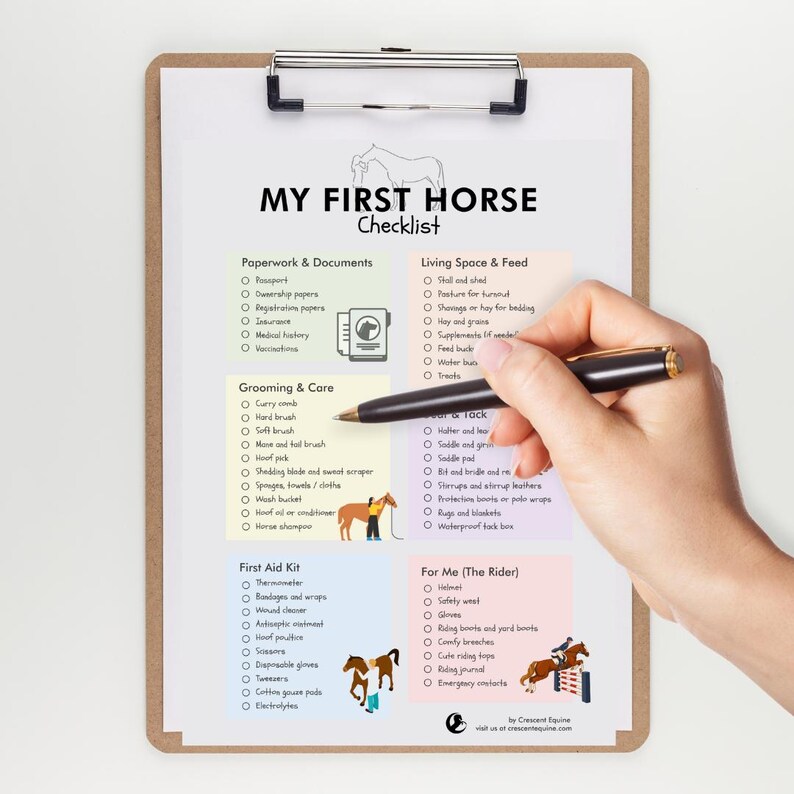 First Horse Essentials Checklist, New Owner Guide (printable Digital ...