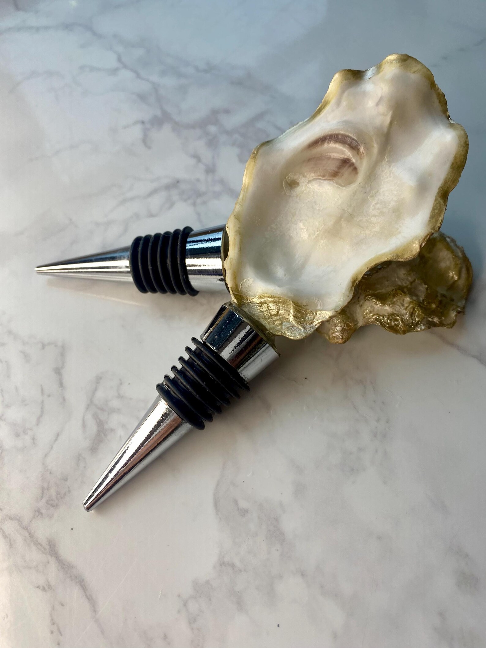 Oyster Shell Wine Stopper, Coastal Beach Decor, Nautical Barware Gift ...