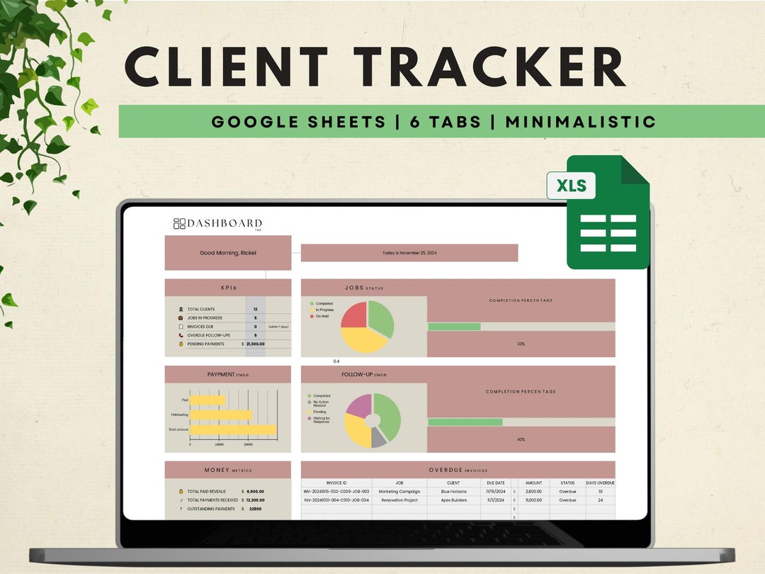 Client Tracker Google Sheets Template | CRM for Small Business | Manage ...