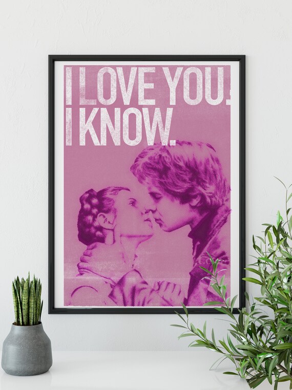 Star Wars Inspired Print Han And Leia Kiss Pink Star Wars Etsy