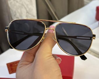 Cartier Black Lens Luxury Aviator Sunglasses