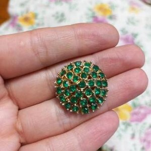 Sparkling Vintage Green Round Shaped Crystals Brooch