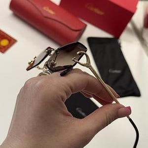 Cartier Brown Gradient Rimless Panthère Sunglasses image 7
