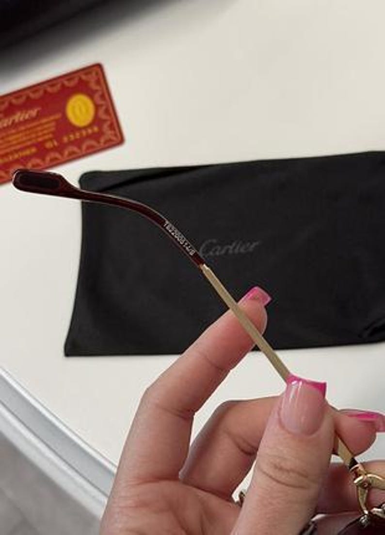 Cartier Light Brown Gradient Lens Rimless Sunglasses image 2