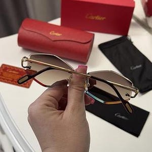 Cartier Brown Gradient Rimless Panthère Sunglasses image 5