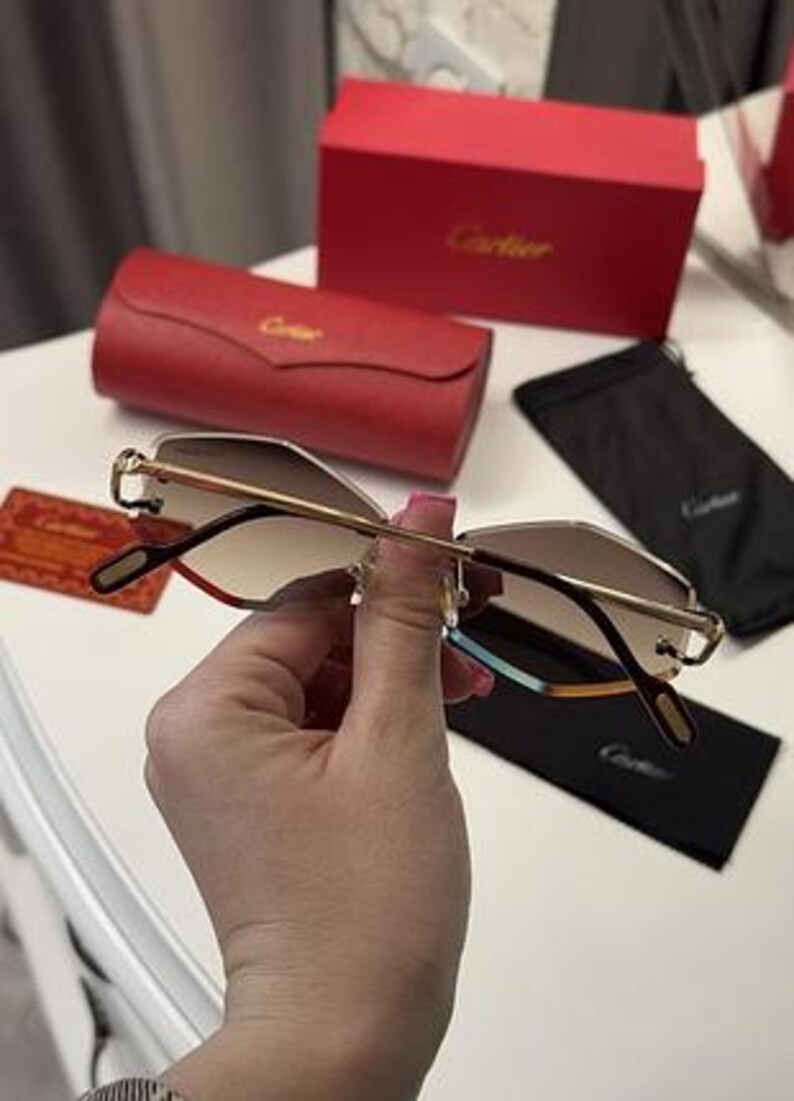 Cartier Brown Gradient Rimless Panthère Sunglasses image 5