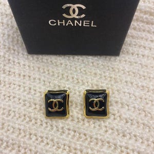 Chanel Gold CC Monogram Womens Stud Earrings