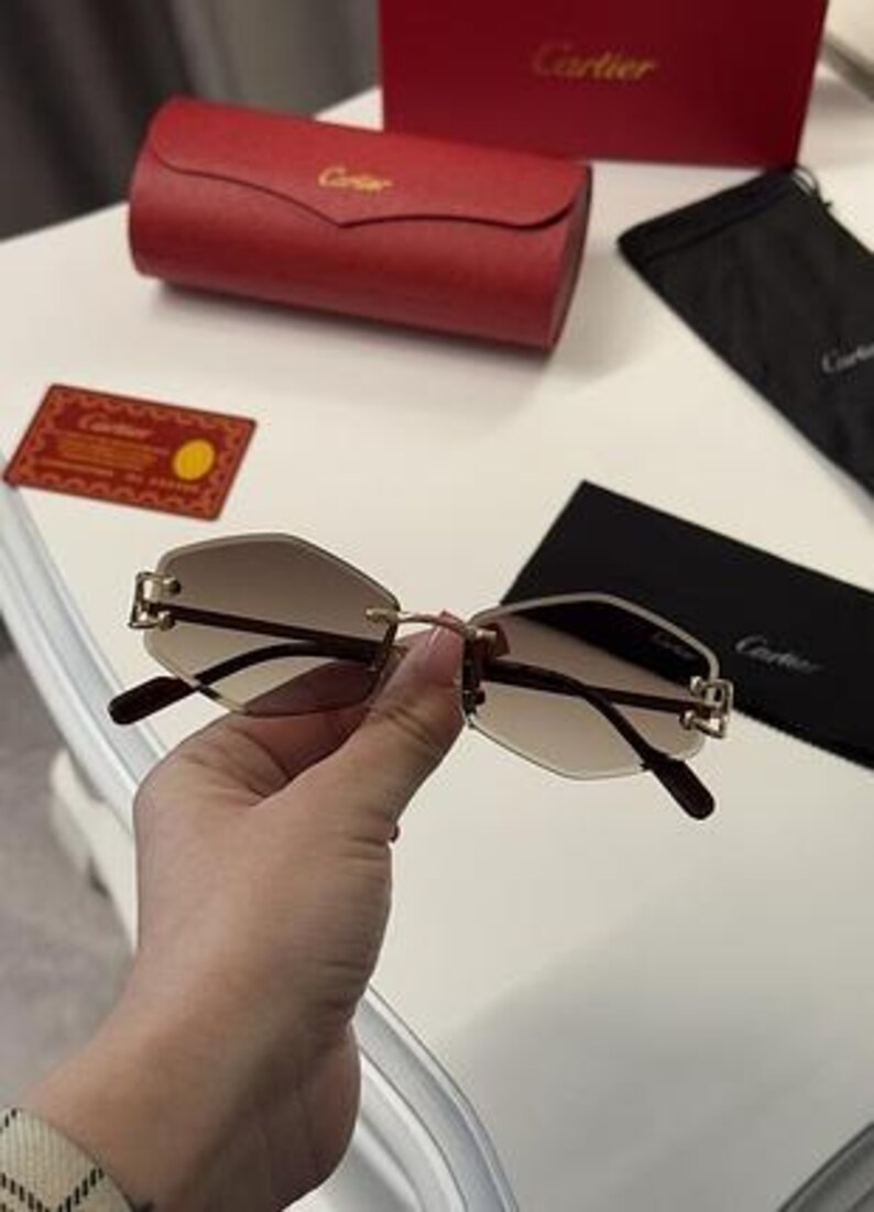 Cartier Brown Gradient Rimless Panthère Sunglasses image 6