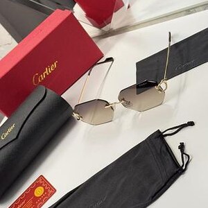 Cartier Light Brown Gradient Lens Rimless Sunglasses image 8