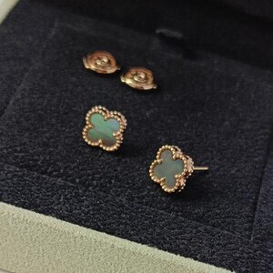 Van Cleef & Arpels Vca Branded Mini Clover Earrings