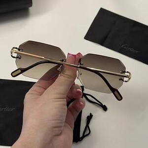 Cartier Light Brown Gradient Lens Rimless Sunglasses image 4