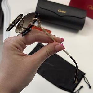 Cartier Light Brown Gradient Lens Rimless Sunglasses image 5