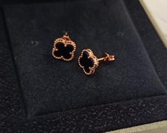 Van Cleef & Arpels Black Onyx Clover Stud Earrings