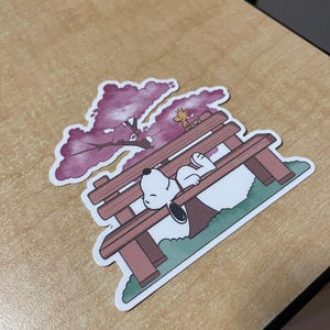 Snoopy Relaxing Under a Tree - stickers, cute, funny, snoopy, Charlie Brown, peanuts, dog lovers, cartoon, retro, old school, custom, decal