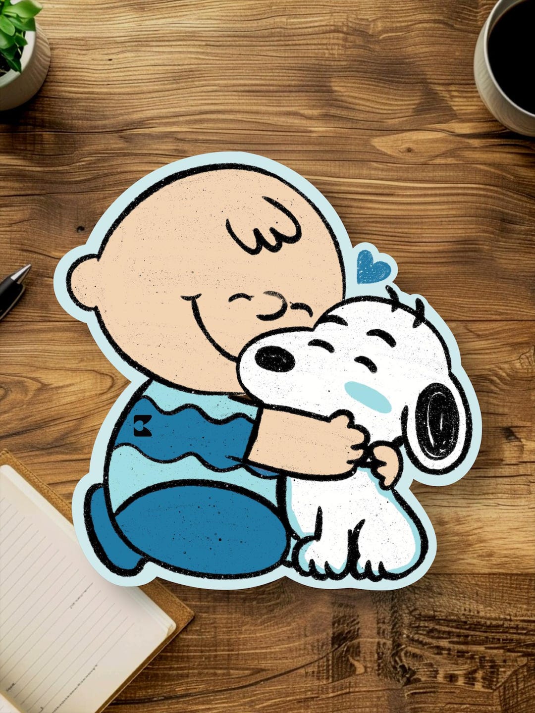 Hugging Stickers Snoopy & Charlie Brown Hugging Sticker - Peanuts Vinyl Decal - Etsy