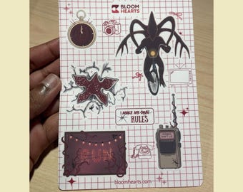 Upside Down Sticker Pack – Custom Designed Retro Sci-Fi Horror Stickers, Waterproof Vinyl Decals
