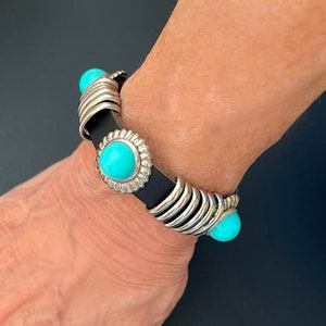 Turquoise bracelet, turquoise and leather bracelet, leather bracelet, turquoise bracelet women, turquoise and leather, boho chic, southwest
