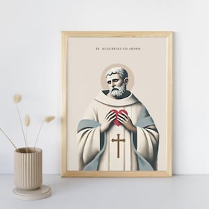St. Augustine of Hippo | Minimalist Catholic Wall Art | Baptism Gift | Catholic Saint Art | Catholic Classroom Poster | Digital Download