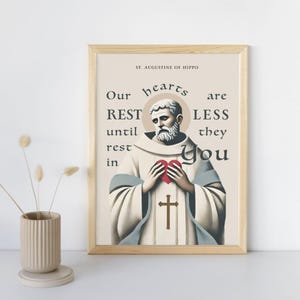 St. Augustine of Hippo Quote | Minimalist Catholic Wall Art | Baptism Gift | Catholic Saint | Catholic Classroom Poster | Digital Download