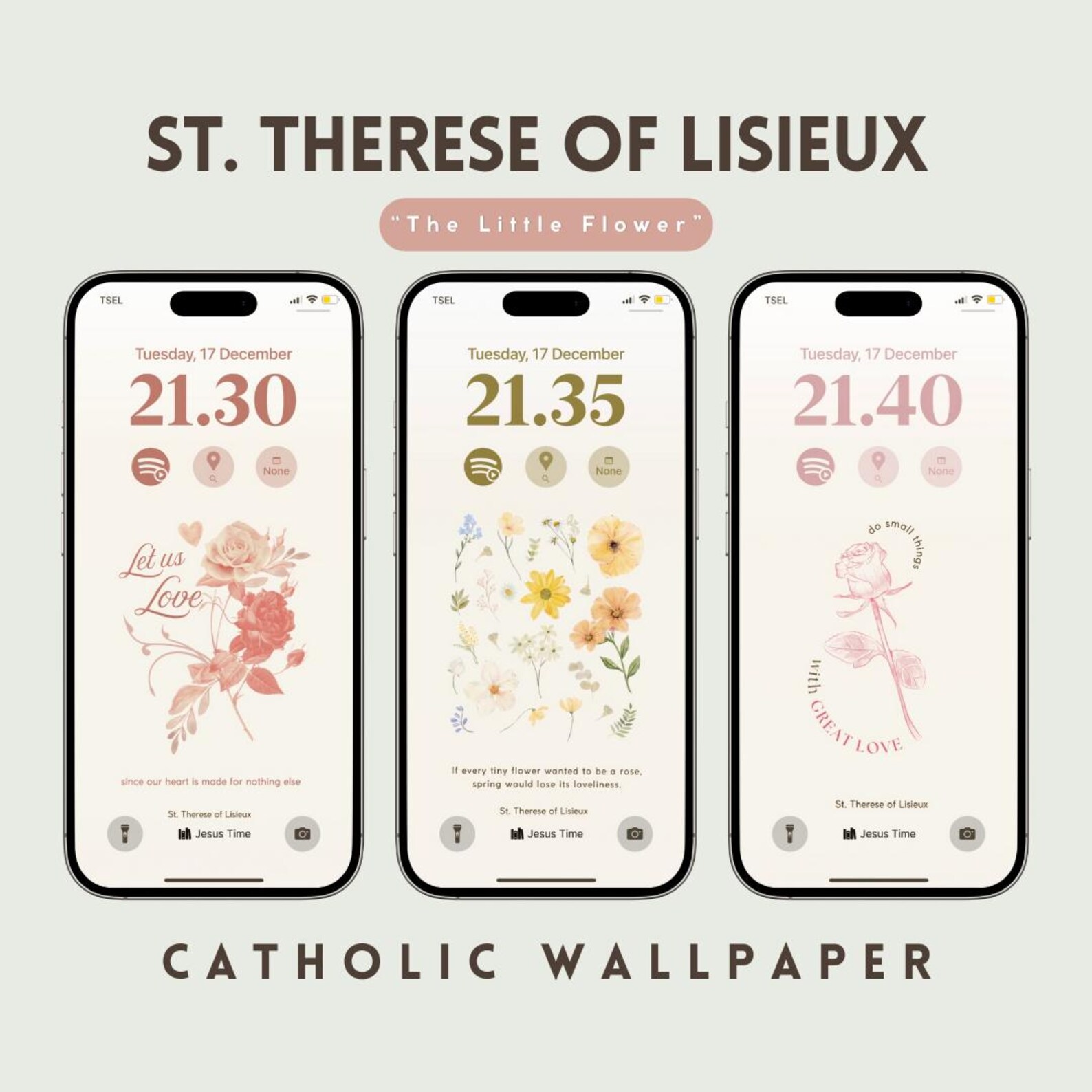 St. Therese of Lisieux Minimalist Catholic Phone Wallpaper the — free download