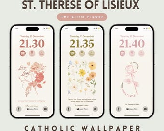 Santa Teresita de Lisieux / Fondo de pantalla católico minimalista para teléfono / La Pequeña Flor / Arte de Santa Teresita / Citas de Santas de El Caminito