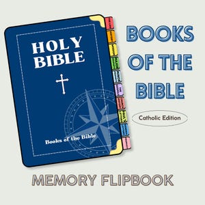 Catholic Bible Memory Flipbook Printable | 73 Books of the Bible Learning Activity | Catholic Homeschool Sunday School Craft Youth Ministry