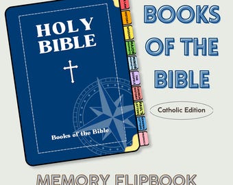 Libro imprimible de memorización de la Biblia católica / Actividad de aprendizaje de los 73 libros de la Biblia / Manualidades para la escuela dominical en casa católica Ministerio para jóvenes