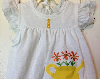 Vintage Carter's White Baby Dress with Applique