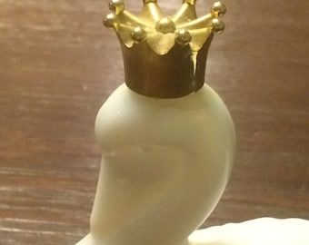 Antique White Avon Perfume Bottle Swan with Crown Bird of Paradise Milkglass